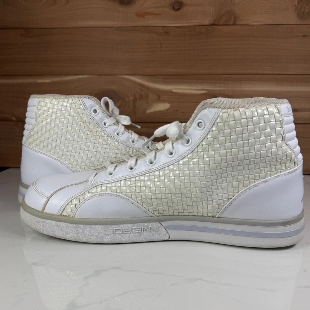 Jordan Phly Legend Premier White Metallic Silver Woven 343449-101 Mens‎ 11.5